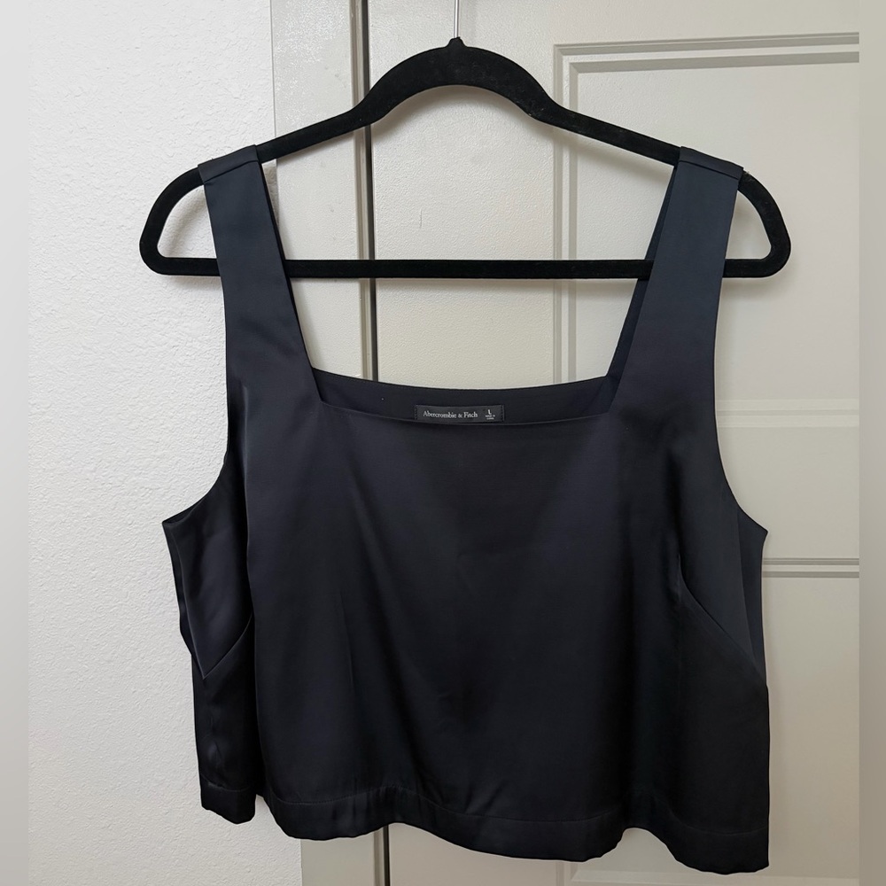 Abercrombie & Fitch Black Satin Cropped Tank